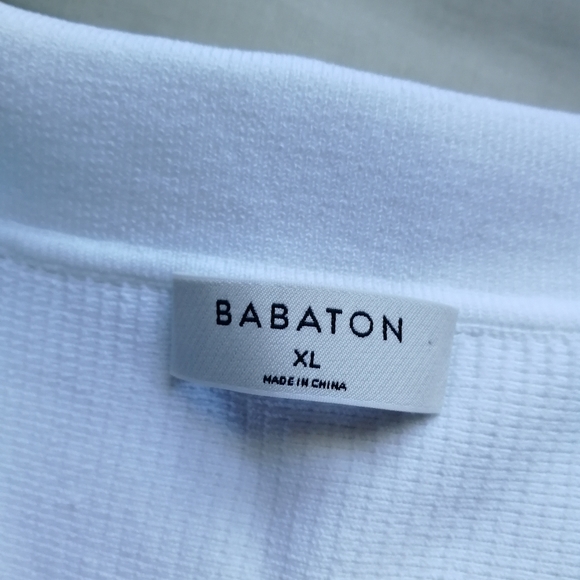 OLD - BABATON Sculpt Knit Polo Top White Cropped XL Aritzia - Picture 4 of 8